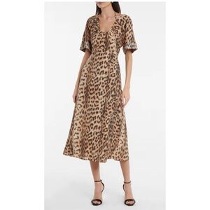 Victoria Beckham Leopard Print Midi Dress